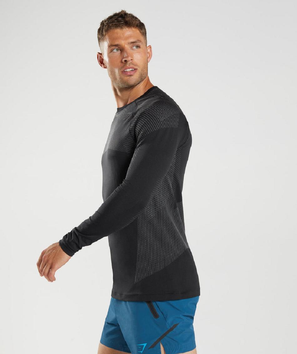 Gymshark Apex Seamless Muške Dugi Rukav Crne Sive | HR 2645GSO